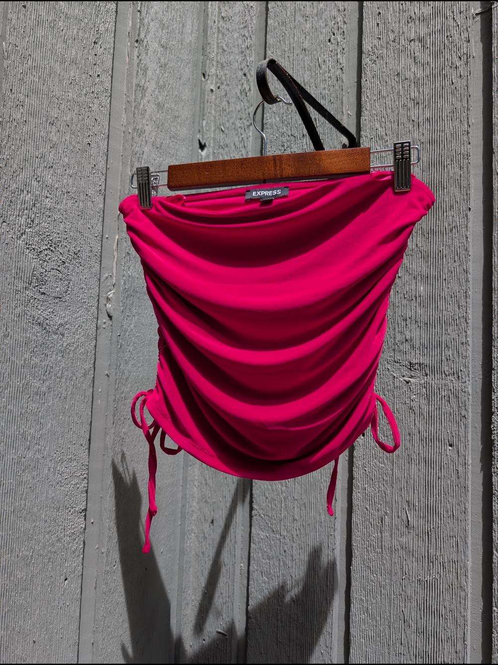 Express Strapless Ruched Top - Hot Pink